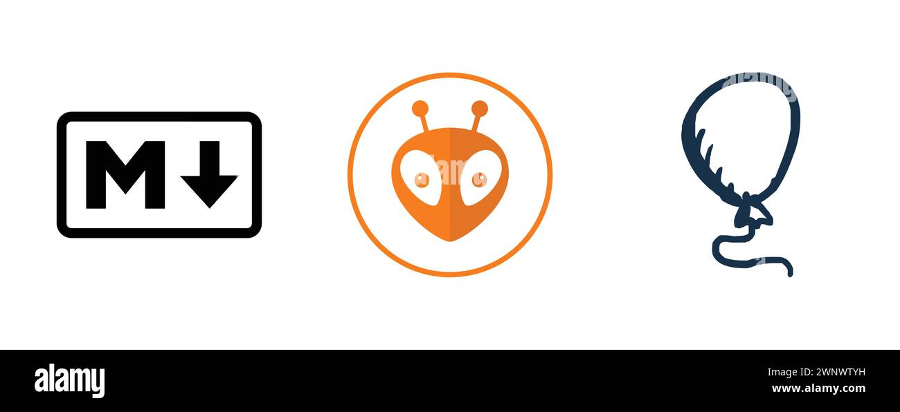 BitBalloon, piattaforma, Markdown . Raccolta del logo del marchio TOP. Illustrazione Vettoriale