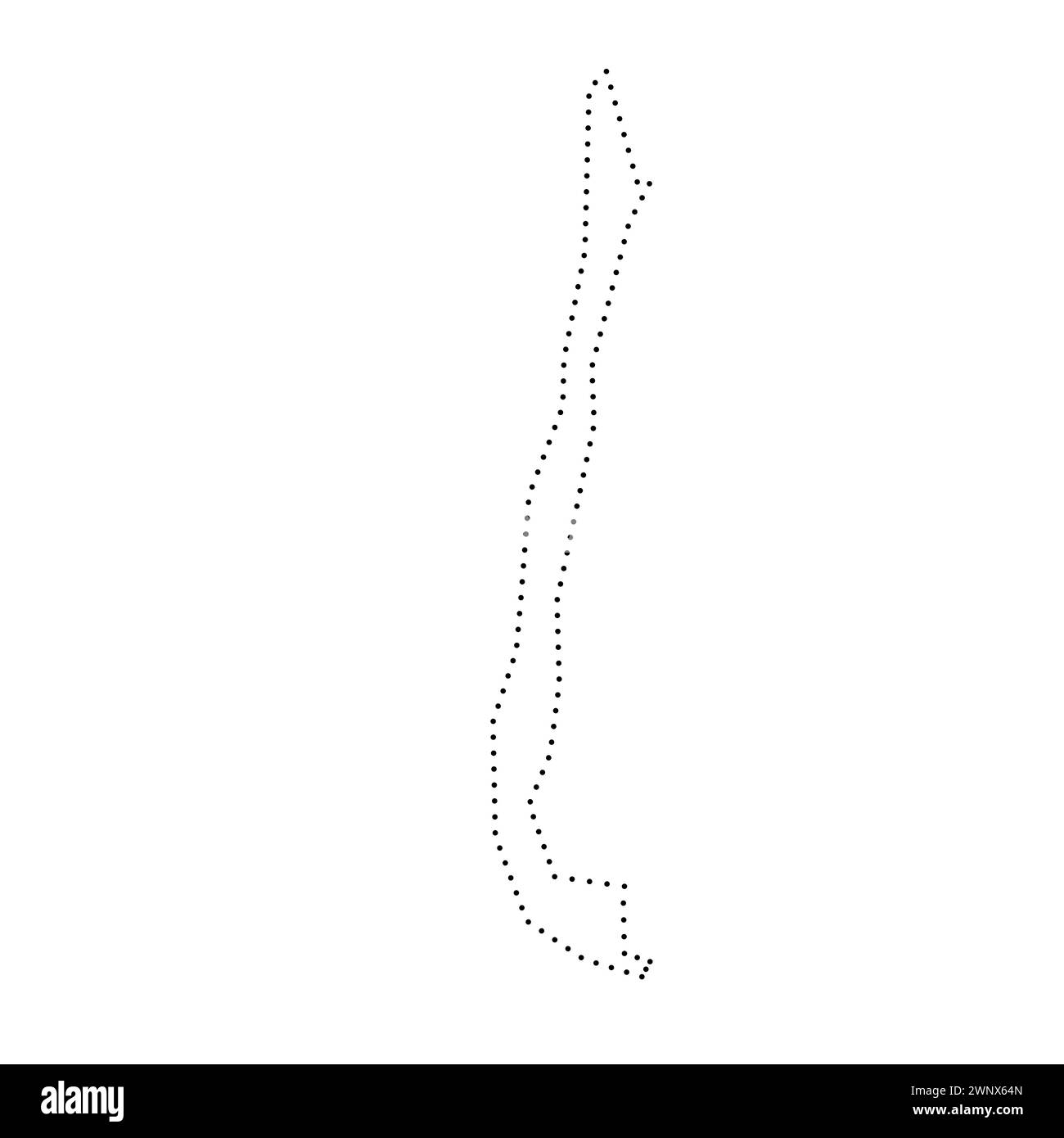 Mappa semplificata del paese del Cile. Contorno tratteggiato nero. Semplice icona vettoriale. Illustrazione Vettoriale