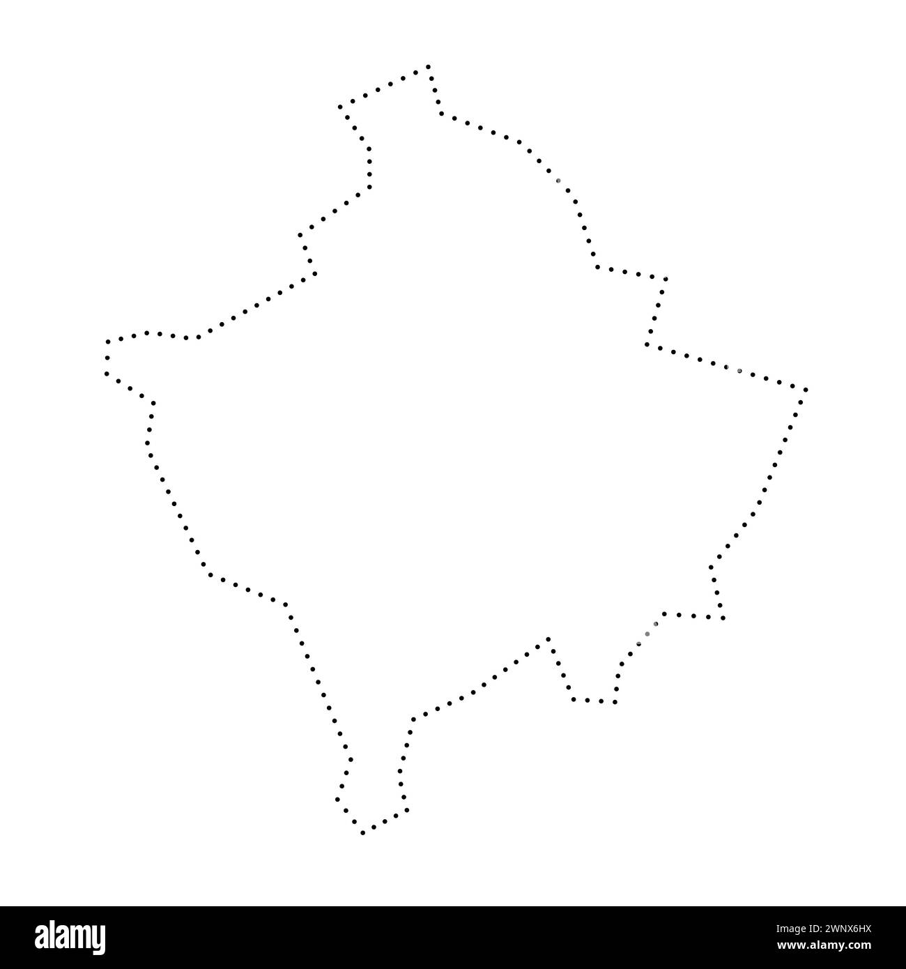 Mappa semplificata del paese del Kosovo. Contorno tratteggiato nero. Semplice icona vettoriale. Illustrazione Vettoriale