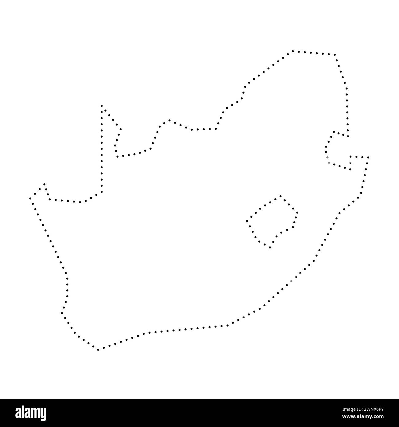 Mappa semplificata del paese del Sudafrica. Contorno tratteggiato nero. Semplice icona vettoriale. Illustrazione Vettoriale
