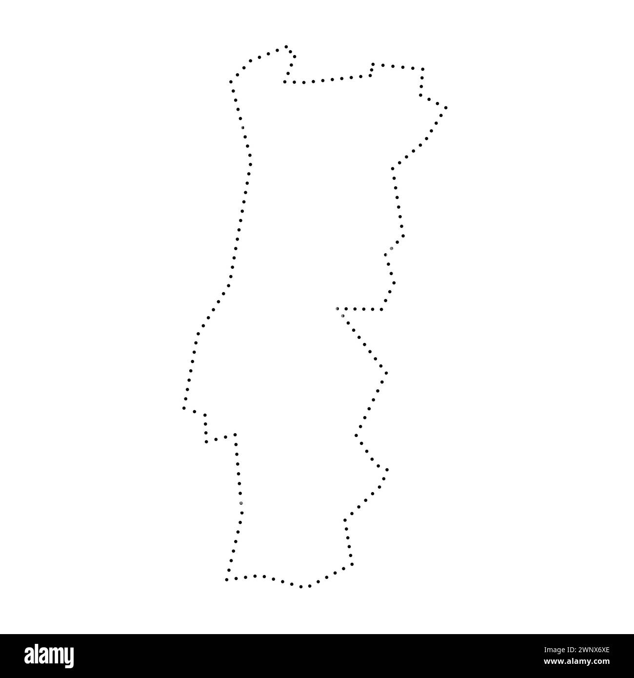 Mappa semplificata per il Portogallo. Contorno tratteggiato nero. Semplice icona vettoriale. Illustrazione Vettoriale