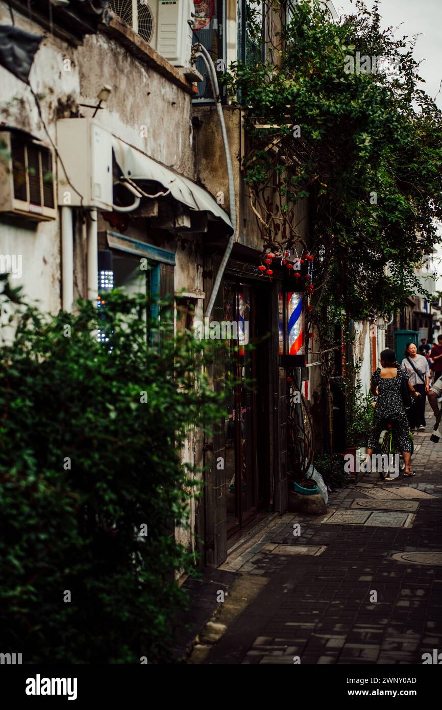 Barbiere nella città vecchia di Suzhou Foto Stock