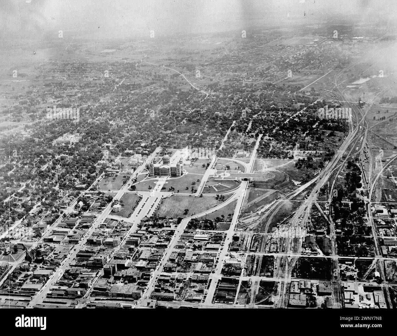 Vista aerea del Campidoglio, Des Moines, Iowa 1926 Foto Stock