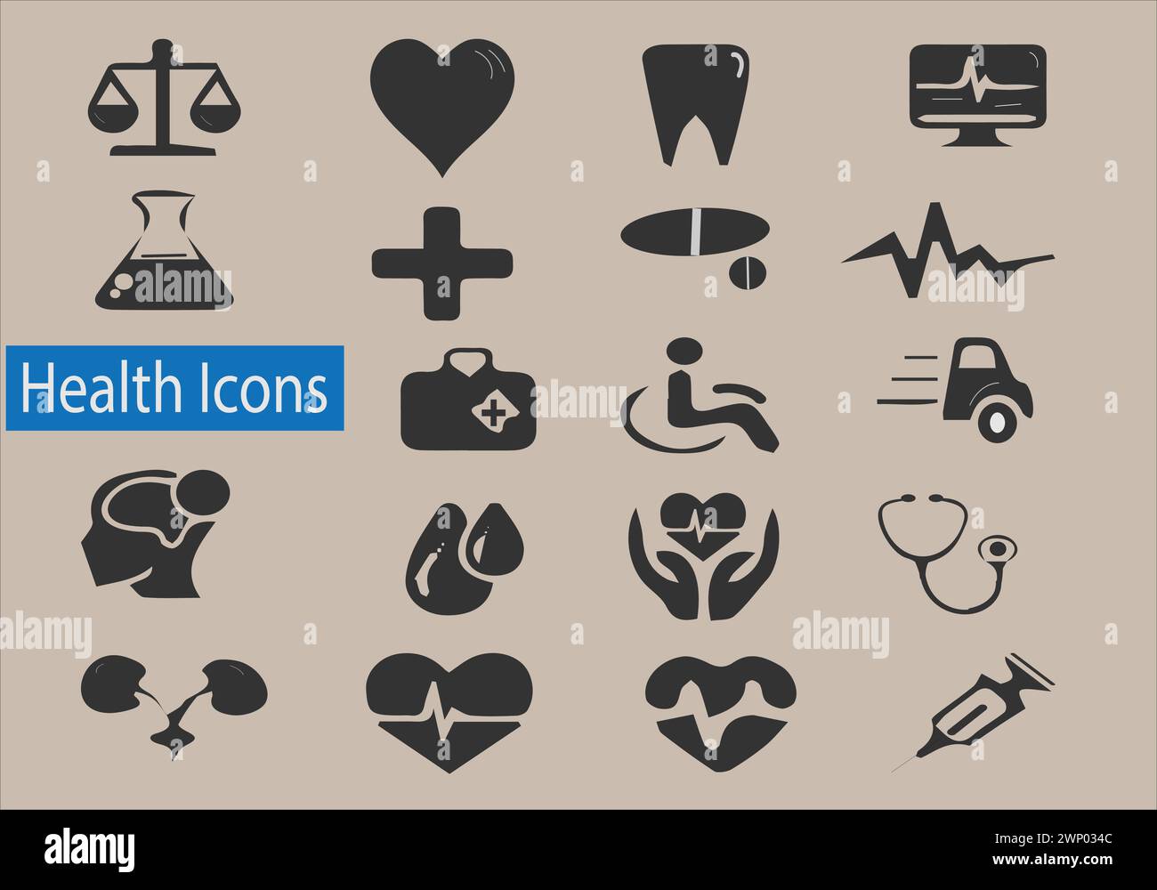 Icone di salute Set icone mediche pacchetto illustratore vettoriale giorno salute mondo Illustrazione Vettoriale