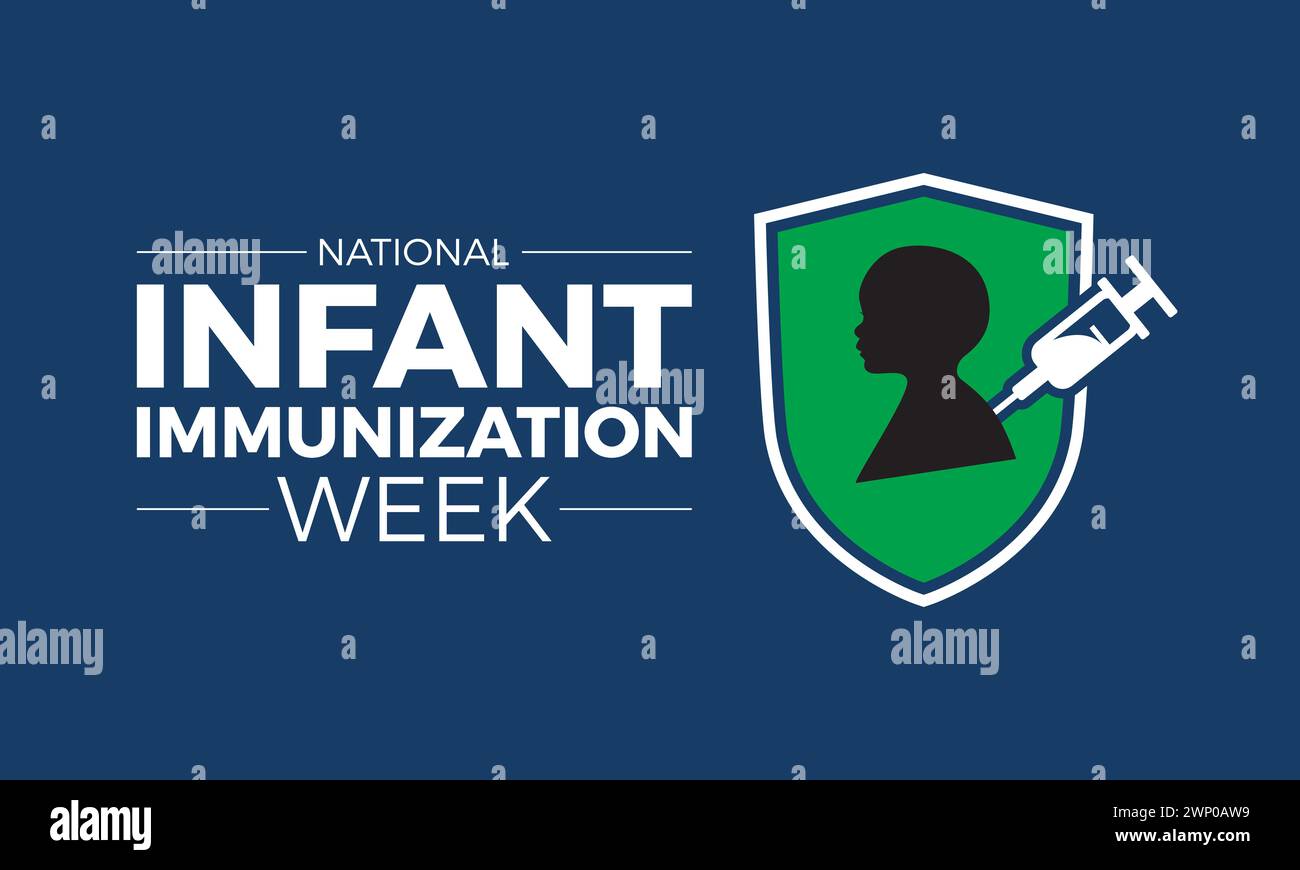 National Infant Immunization Week (settimana nazionale di immunizzazione infantile), osservata ogni anno dal 24 aprile al 1° maggio, banner vettoriale, volantino, poster e design di modelli di social media. Illustrazione Vettoriale
