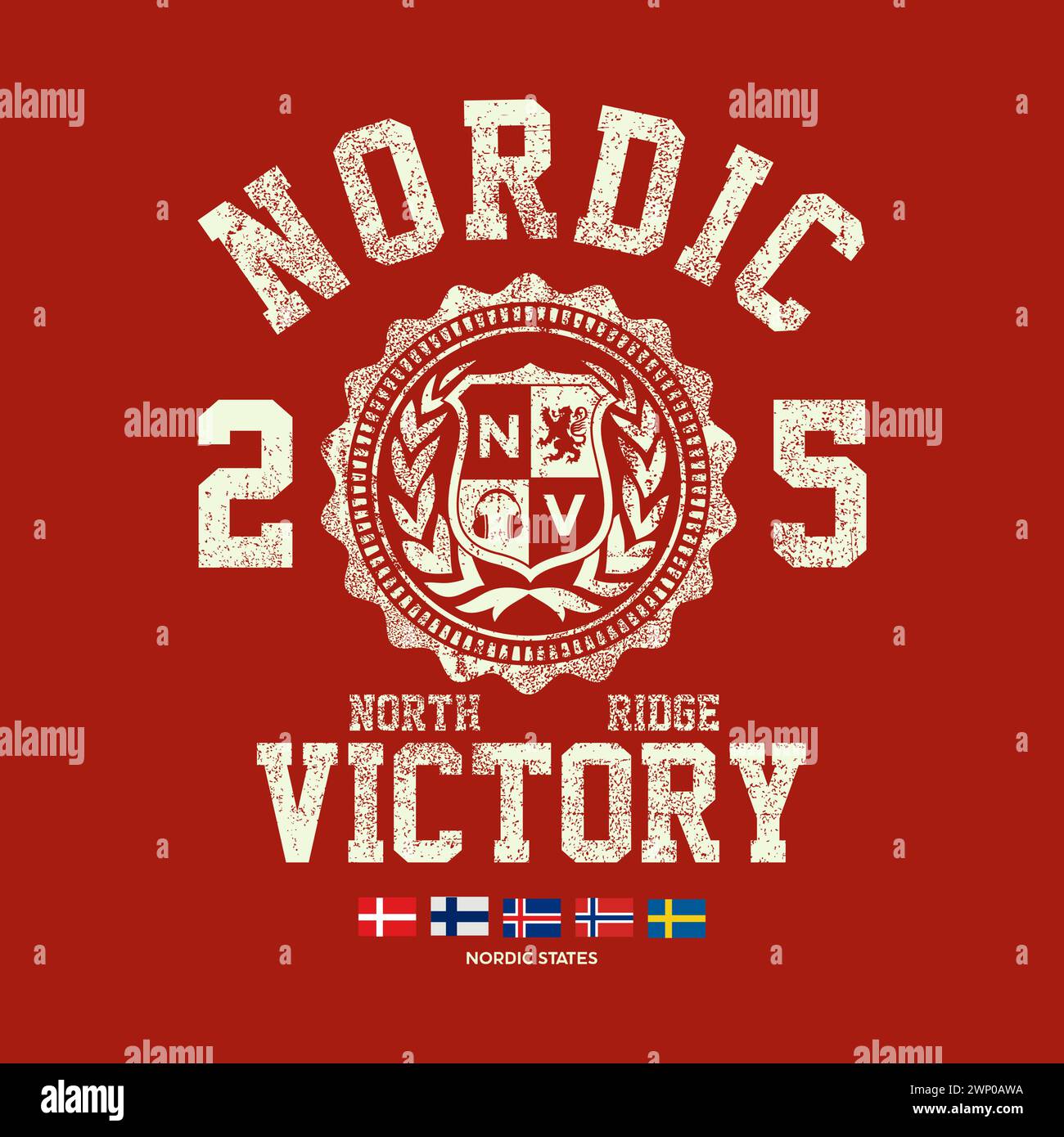 Slogan nordico per la tipografia della vittoria, illustrazione vettoriale per grafica di moda, stampe di t shirt, poster. Illustrazione Vettoriale