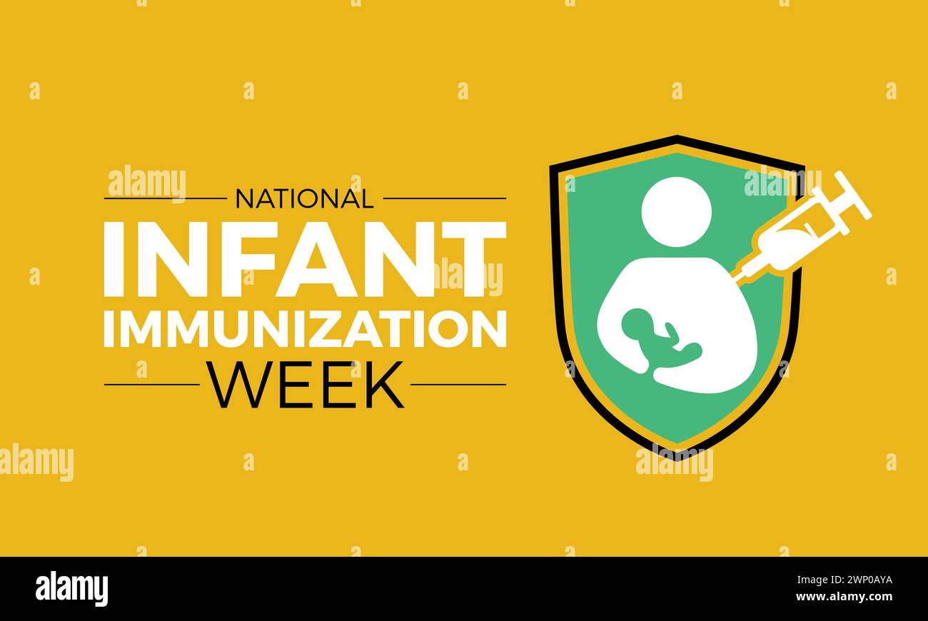National Infant Immunization Week (settimana nazionale di immunizzazione infantile), osservata ogni anno dal 24 aprile al 1° maggio, banner vettoriale, volantino, poster e design di modelli di social media. Illustrazione Vettoriale