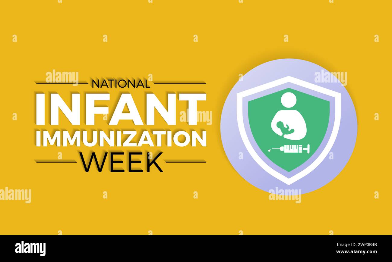 National Infant Immunization Week (settimana nazionale di immunizzazione infantile), osservata ogni anno dal 24 aprile al 1° maggio, banner vettoriale, volantino, poster e design di modelli di social media. Illustrazione Vettoriale