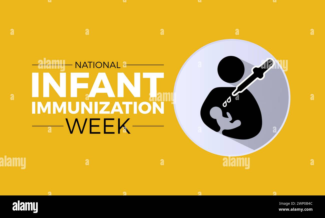 National Infant Immunization Week (settimana nazionale di immunizzazione infantile), osservata ogni anno dal 24 aprile al 1° maggio, banner vettoriale, volantino, poster e design di modelli di social media. Illustrazione Vettoriale