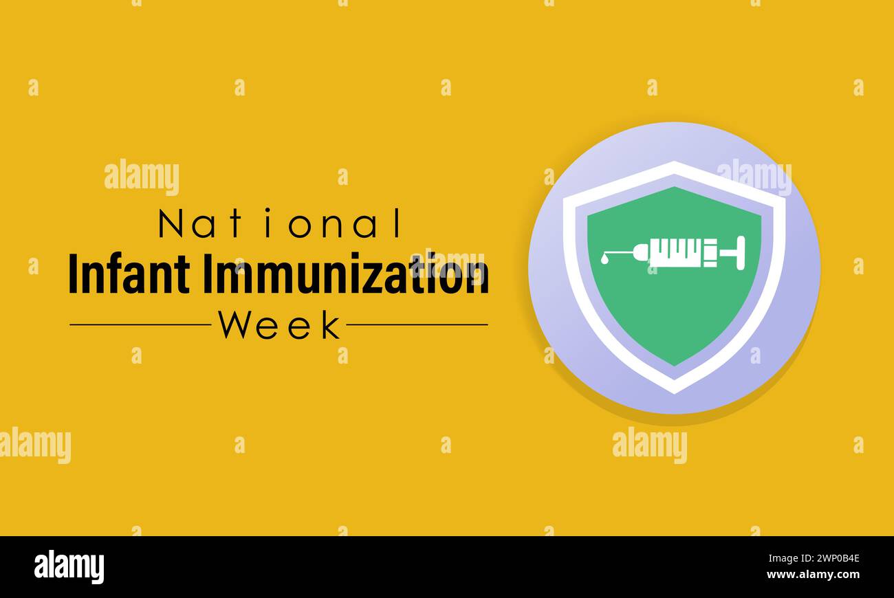 National Infant Immunization Week (settimana nazionale di immunizzazione infantile), osservata ogni anno dal 24 aprile al 1° maggio, banner vettoriale, volantino, poster e design di modelli di social media. Illustrazione Vettoriale