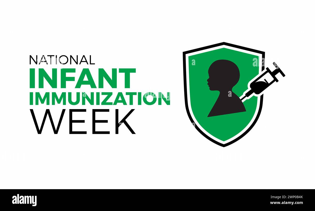 National Infant Immunization Week (settimana nazionale di immunizzazione infantile), osservata ogni anno dal 24 aprile al 1° maggio, banner vettoriale, volantino, poster e design di modelli di social media. Illustrazione Vettoriale