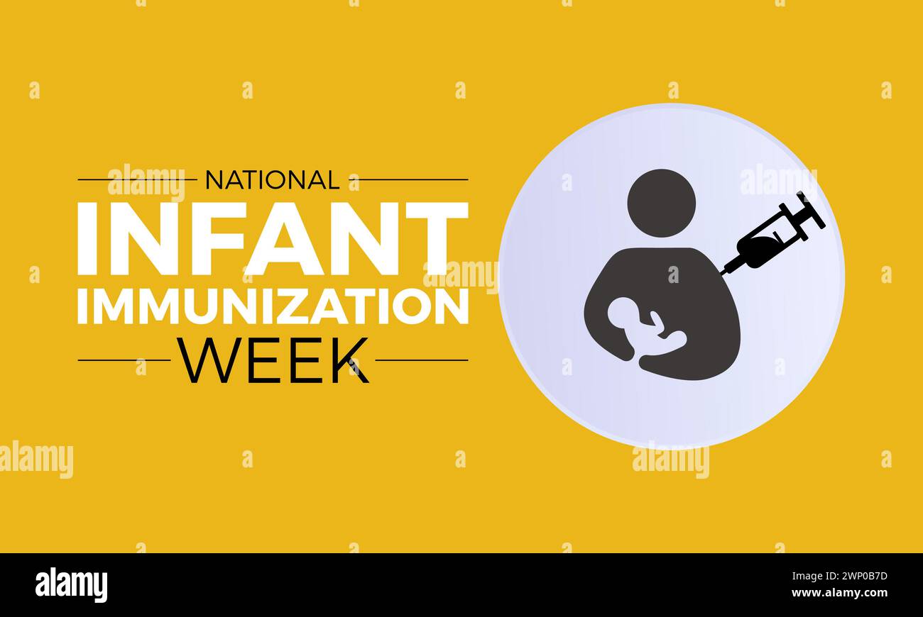 National Infant Immunization Week (settimana nazionale di immunizzazione infantile), osservata ogni anno dal 24 aprile al 1° maggio, banner vettoriale, volantino, poster e design di modelli di social media. Illustrazione Vettoriale