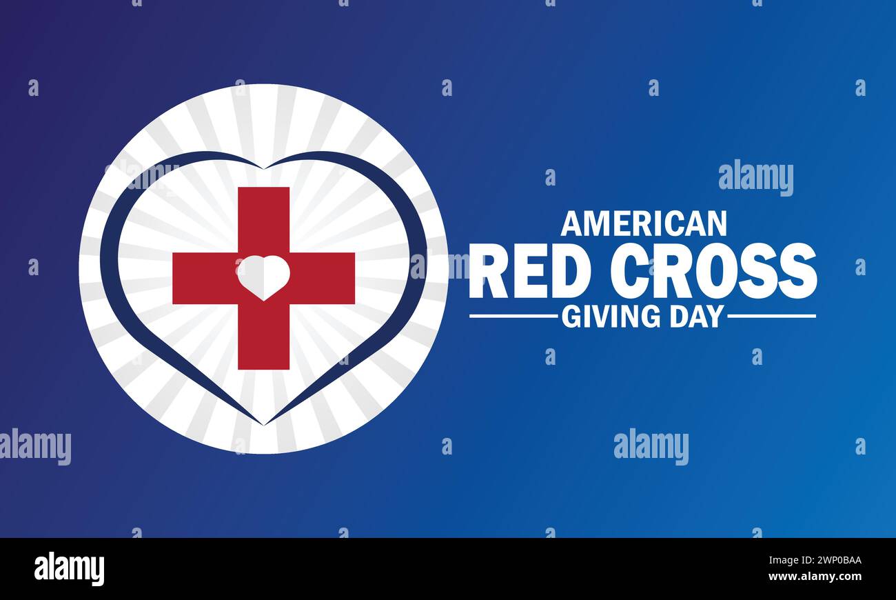 Carta da parati della Croce Rossa americana Giving Day con forme e tipografia. Croce Rossa americana Giving Day, background Illustrazione Vettoriale