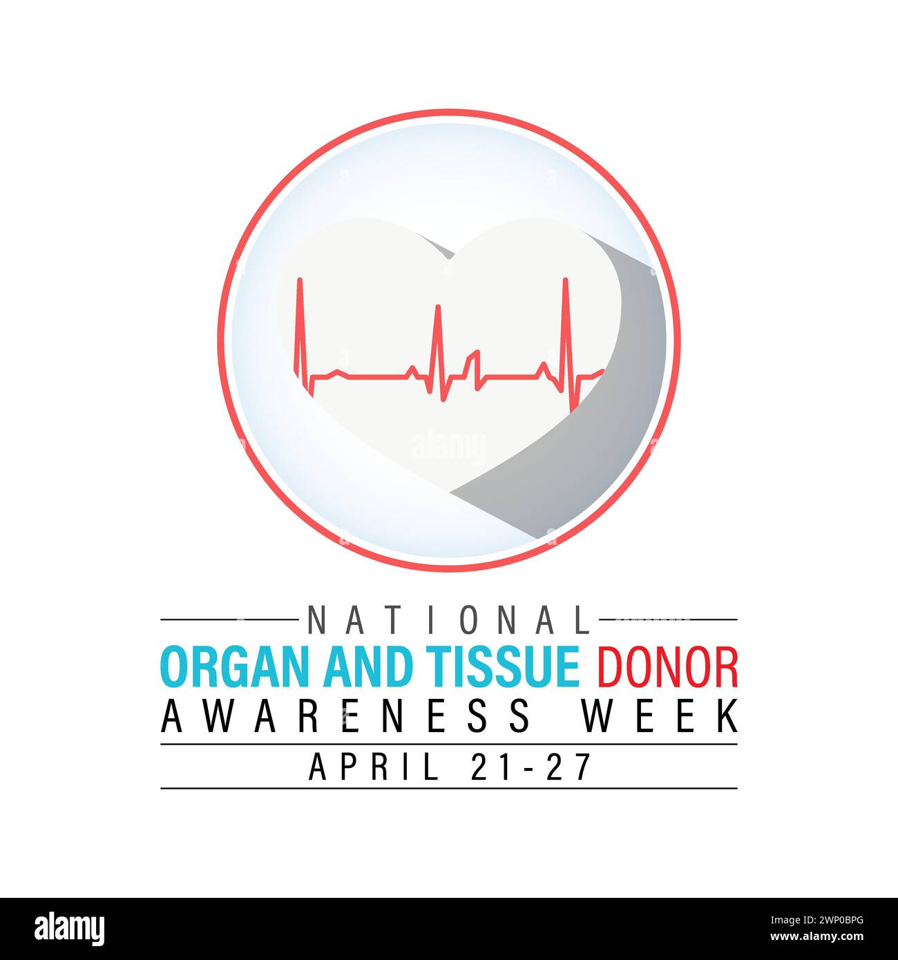 National Organ and Tissue Donor Awareness Week (settimana nazionale di sensibilizzazione dei donatori di organi e tessuti), osservata ogni anno dal 21 al 27 aprile, banner vettoriale, volantino, poster e modello di social media. Illustrazione Vettoriale