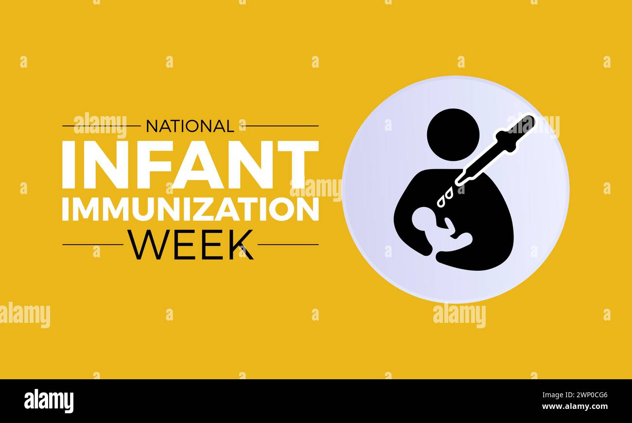National Infant Immunization Week (settimana nazionale di immunizzazione infantile), osservata ogni anno dal 24 aprile al 1° maggio, banner vettoriale, volantino, poster e design di modelli di social media. Illustrazione Vettoriale