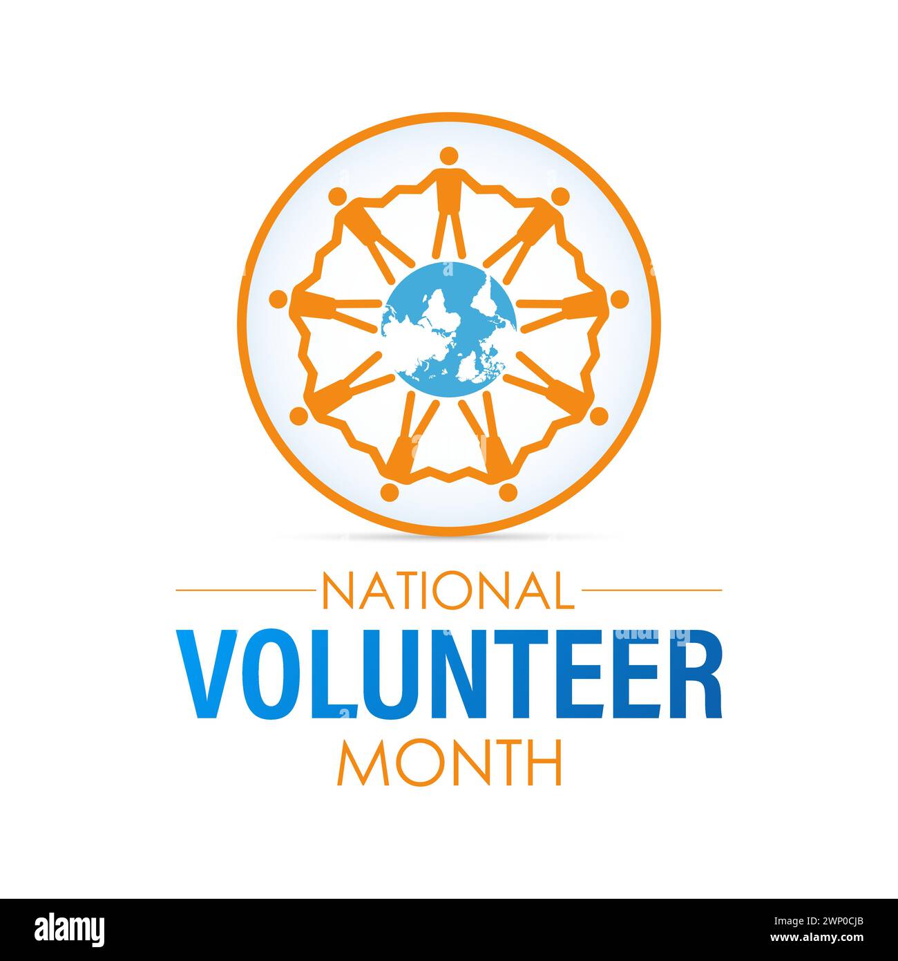 Il National Volunteer Month si celebra ogni anno di aprile, banner vettoriale, volantini, poster e modelli di social media. Illustrazione Vettoriale
