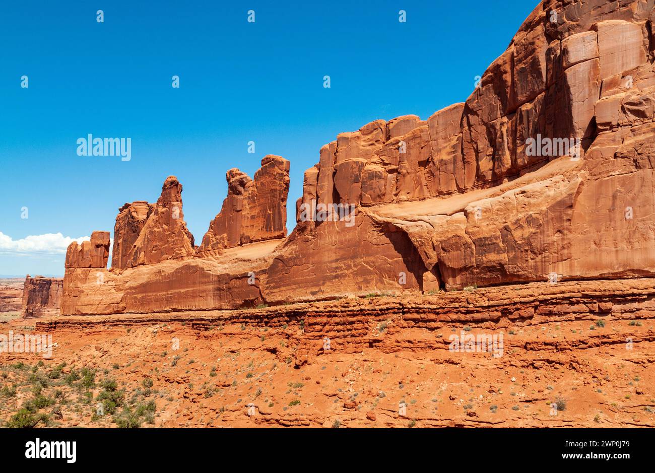 Park Avenue e Courthouse Towers presso l'Arches National Park, Utah, Stati Uniti Foto Stock