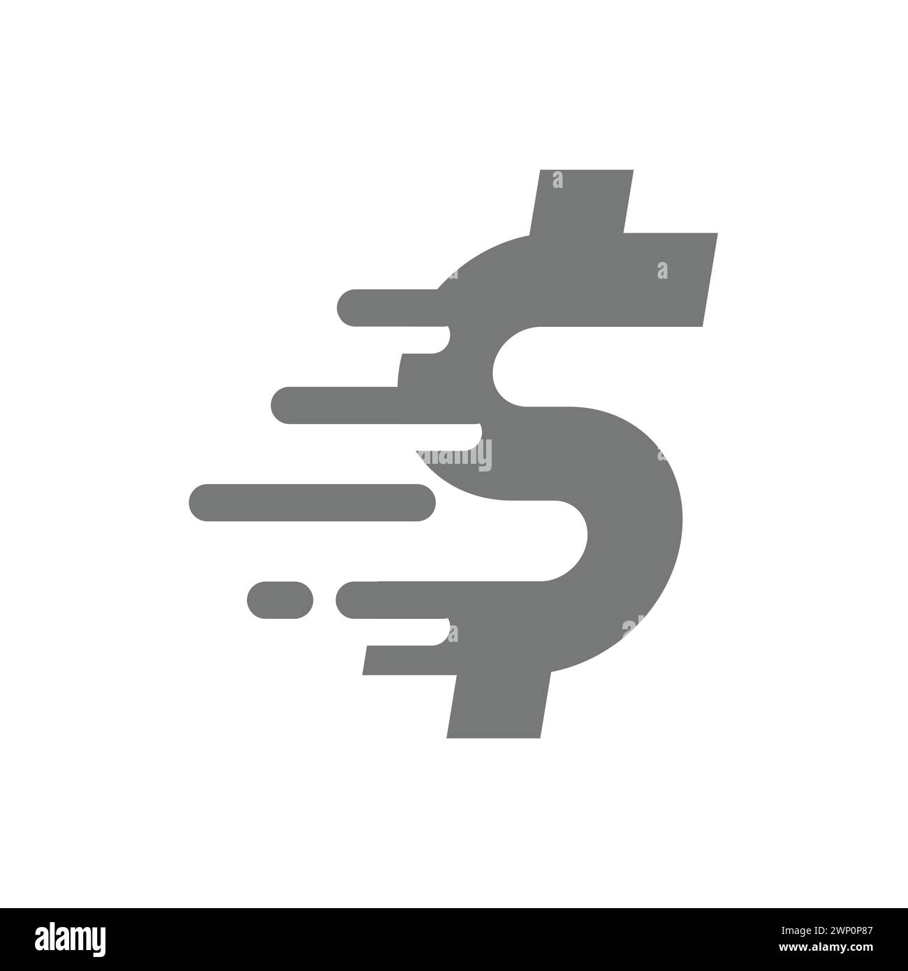 Icona del vettore Fast Money Transfer. Transazione bancaria con simbolo del dollaro. Illustrazione Vettoriale