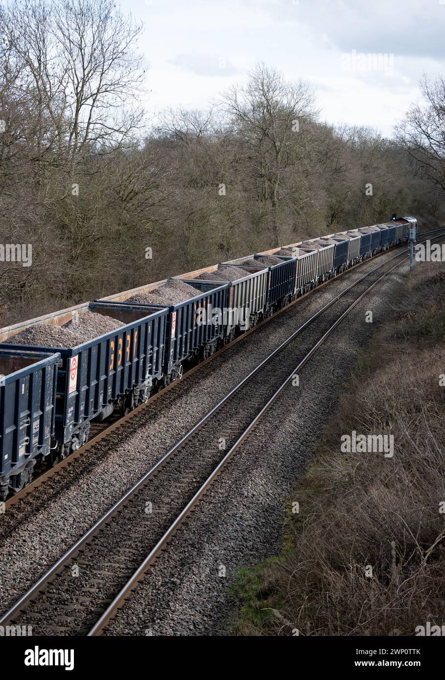 Treno zavorra GBRf a Shrewley, Warwickshire, Regno Unito Foto Stock