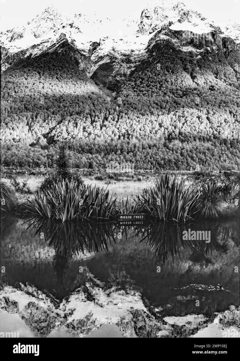 Mirror Lakes New Zealand 1984 Foto Stock