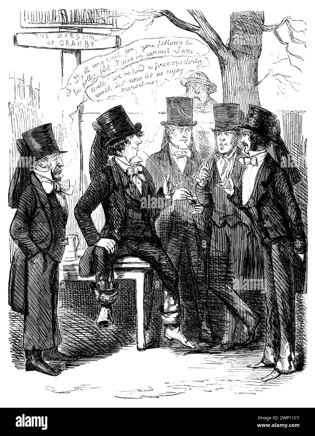 Undertakers carousing after the Burial of Protection, cartone animato di 1852 Punch Magazine Foto Stock