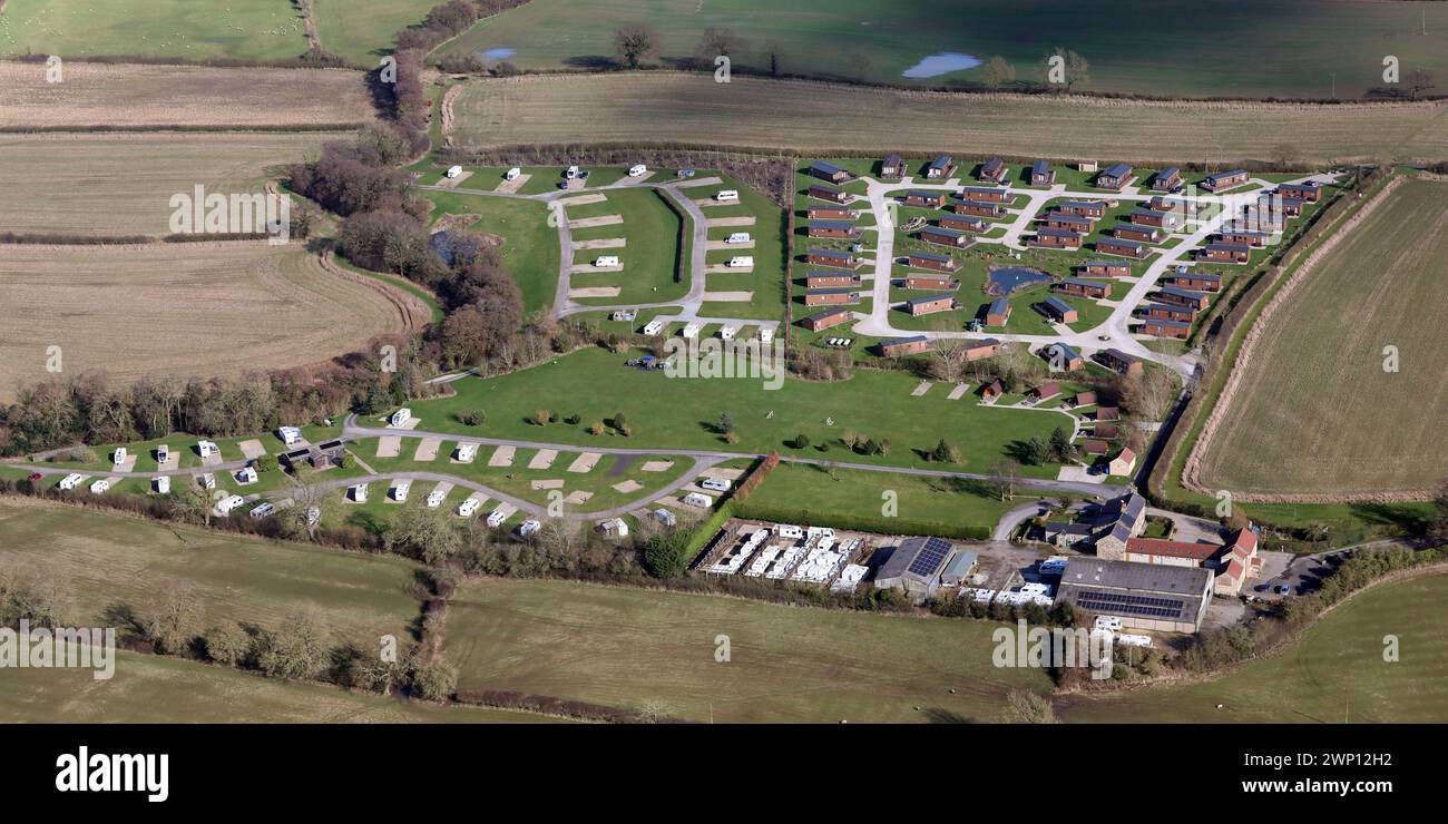 Vista aerea dell'Hillside Caravan Park Foto Stock