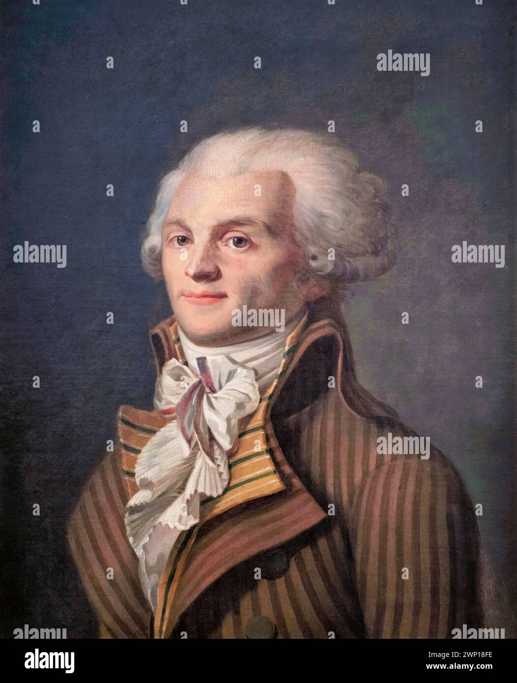 Maximilien Robespierre (1758-1794), avvocato e statista francese, figura controversa della Rivoluzione francese, ritratto a olio su tela, circa 1790 Foto Stock