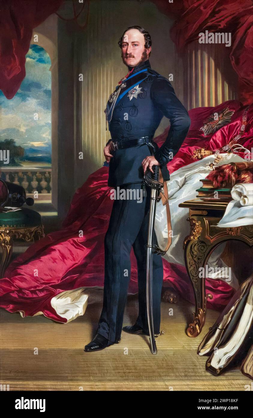 Principe Alberto di Sassonia-Coburgo e Gotha (1819-1861), consorte della regina Vittoria del Regno Unito 1840-1861, ritratto a olio su tela di Frans Xaver Winterhalter, 1867 Foto Stock