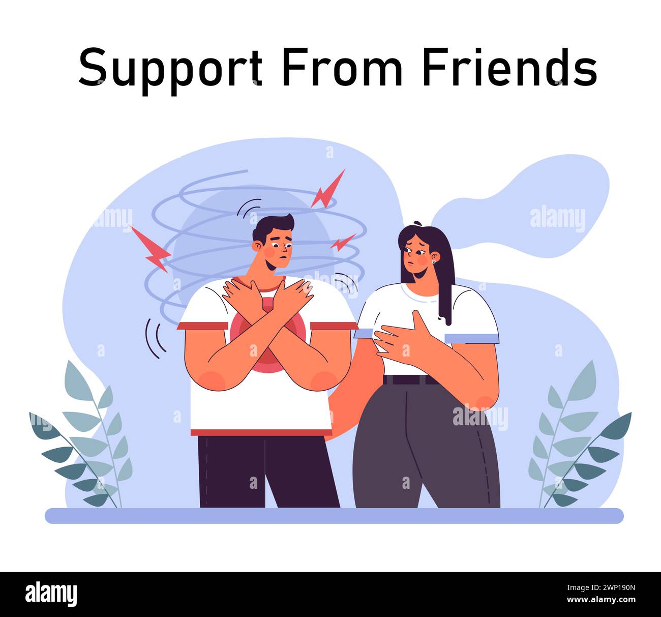 Attacco di panico. Disturbo di salute mentale. Fobia, frustrazione e sollecitazione costante. Psicoterapia e idea di supporto emotivo. Illustrazione vettoriale piatta Illustrazione Vettoriale