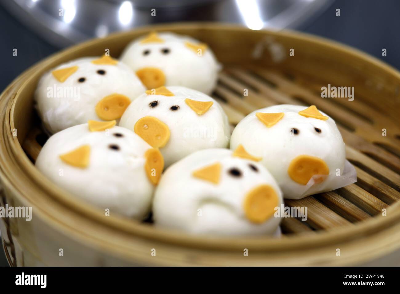 Focaccine al vapore con boccette per maiale Foto Stock