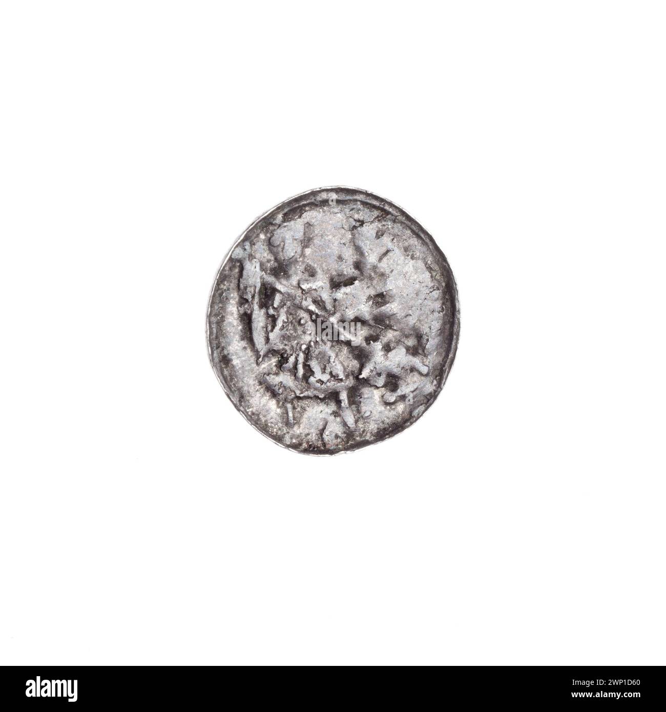 Denario; Boles Aw III Krzywousty (KSI polacco; 1107-1138); intorno al 1125-1138 (1125-00-00-1138-00-00-00); Bolesław III Krzywousty (Principe di Polonia - 1086-1138), Wojciech (Saint - ca. 956-997), allegorie, grotta di lancia (segno di emissione), chainbel (iconogr.), Chainbell, isosceles cross (iconogr.), croci, croci, croci, croci, croci martiri, Pragen (iconogr.), leggi, romanico (stile), Cavaliere (iconogr.), Cavalieri, drago (iconogr.), Draghi, lotta di Dobra con il male (Ikonogr.), lotta con i pagani (iconogr.), Spear (Święt. Iconogr.), lance, Medioevo (era) Foto Stock