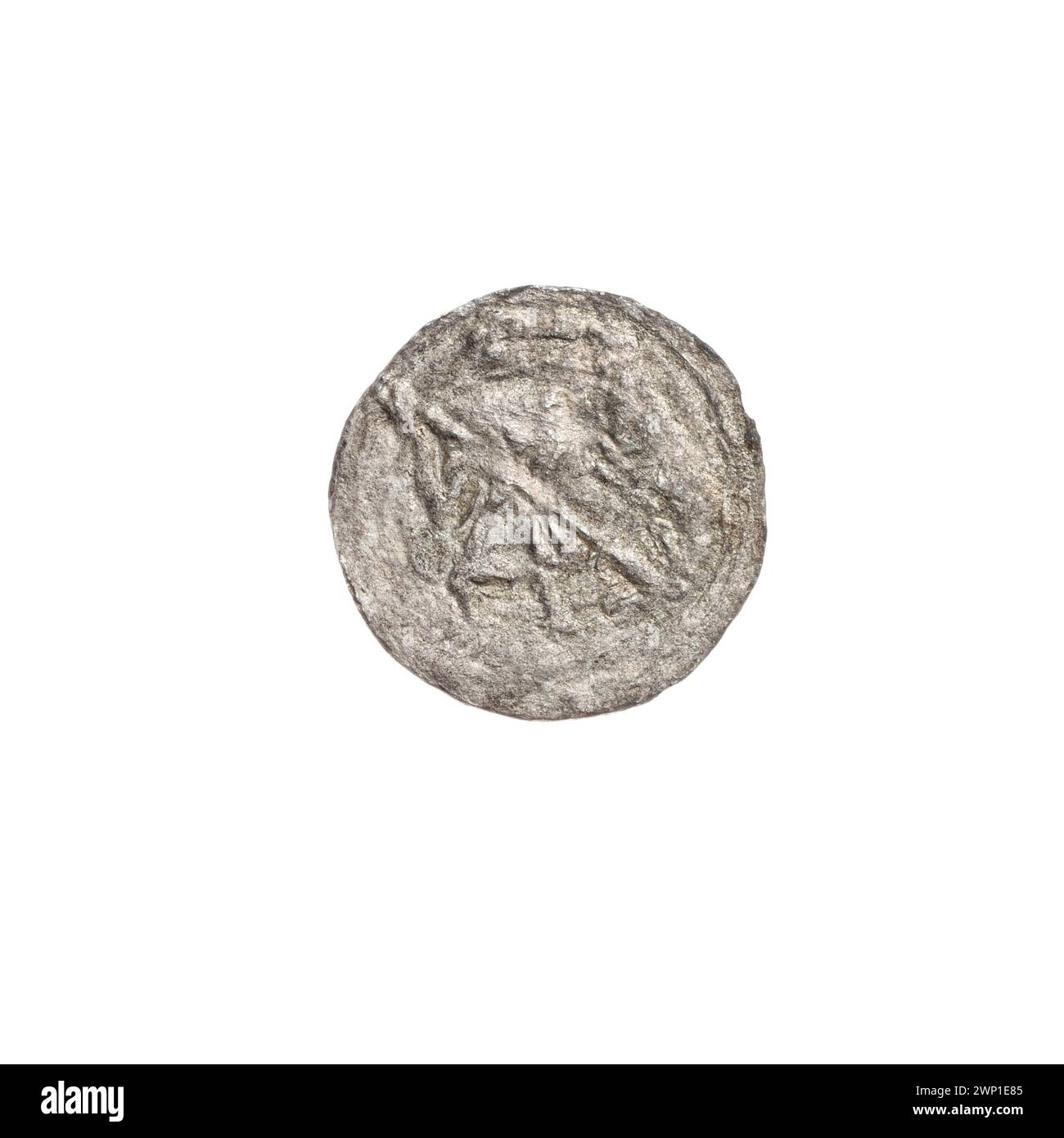 Denarius; Boles Aw III Krzywousty (KSI polacco; 1107-1138); circa 1125-1138 (1125-00-00-1138-00-00-00); Bolesław III Krzywousty (polacco Prince-1086-1138), Jastrzębowski, Stanisław (1898-1980), Jastrzębowski, Stanisław (1898-1980)-Collection, Wojciech (Saint-CA. 956-997), allegorie, grotta della lancia (emissioni dei segni), posta a catena (iconogr.), Chaincias, isoscele (iconogr.), croci, martiri, bocca (iconogr.), leggi, romanico (stile), cavaliere (iconogr.), Cavalieri, Draghi (iconogr.), Draghi , lotta del bene con il male (iconogr.), lotta con i pagani (iconogr.), Spear (iconogr.), Spears, Medioevo (era) Foto Stock