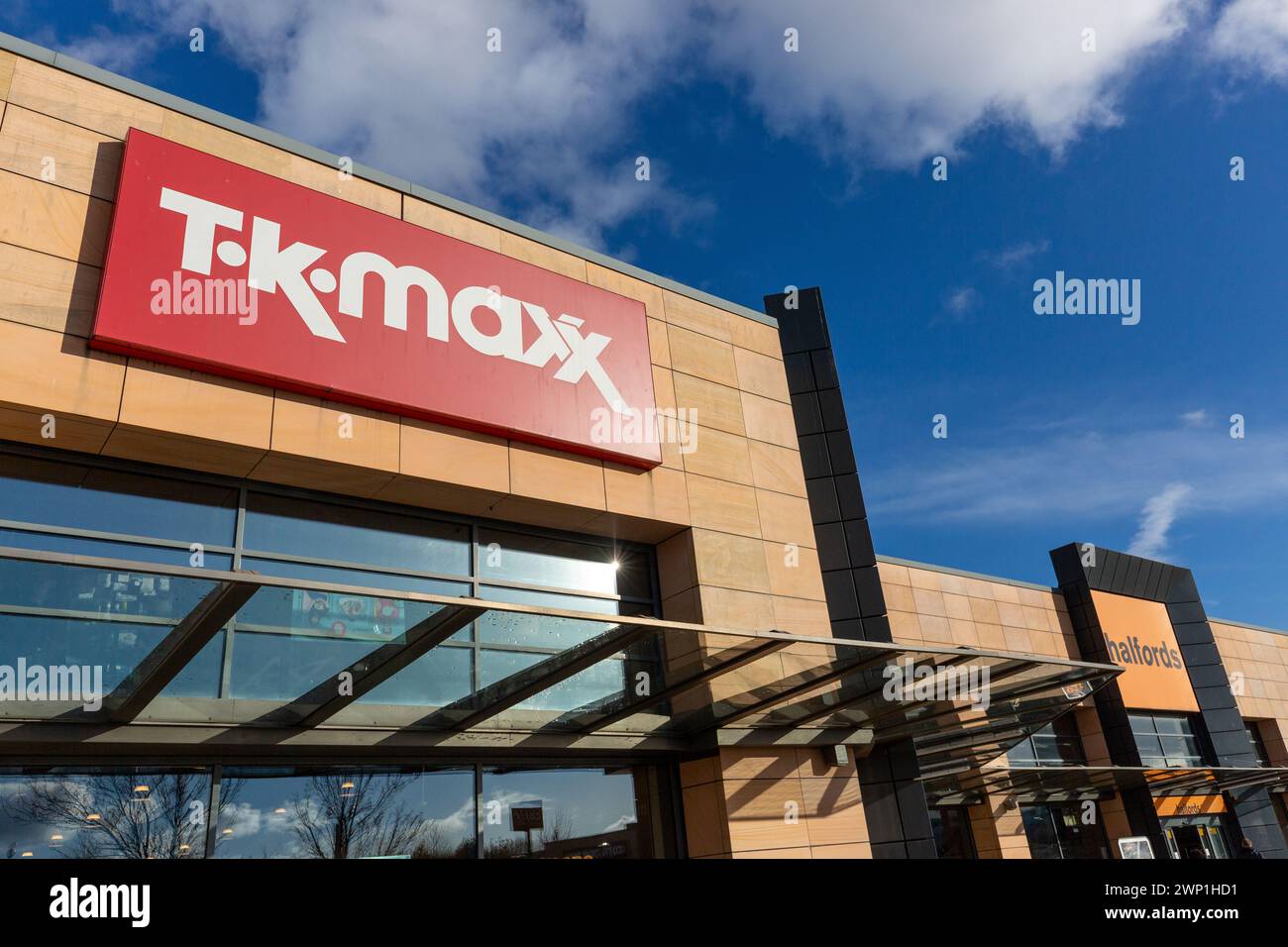 Logo TK Max al parco commerciale Hermiston Gait, Edimburgo, Scozia Foto Stock