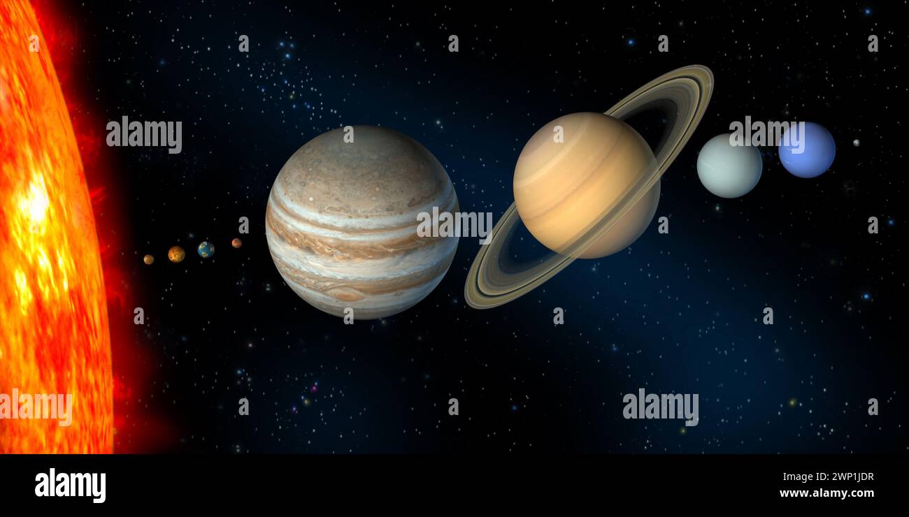 Pianeti del nostro sistema solare. Illustrazione digitale. Foto Stock