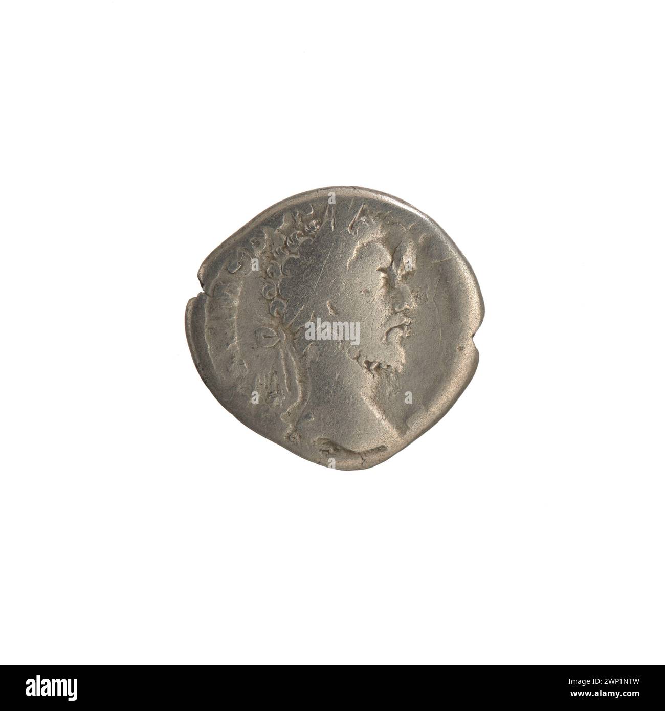 Denario d'argento del regno dell'imperatore romano Commodo (161-192), emesso tra il 164 e il 169. Foto Stock