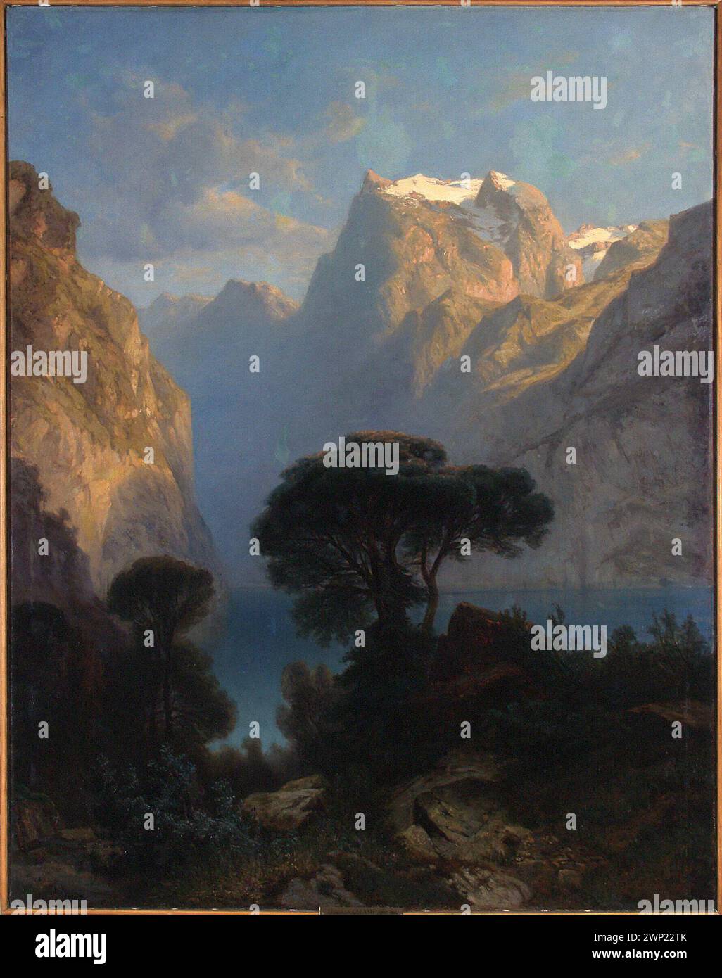 Lago di quattro Cantoni; Calame, Alexandre (1810-1864); 1863 (1845-00-00-1855-00-00-00);alberi, montagne, pittura svizzera, paesaggi, paesaggi alpini, paesaggi di montagna Foto Stock