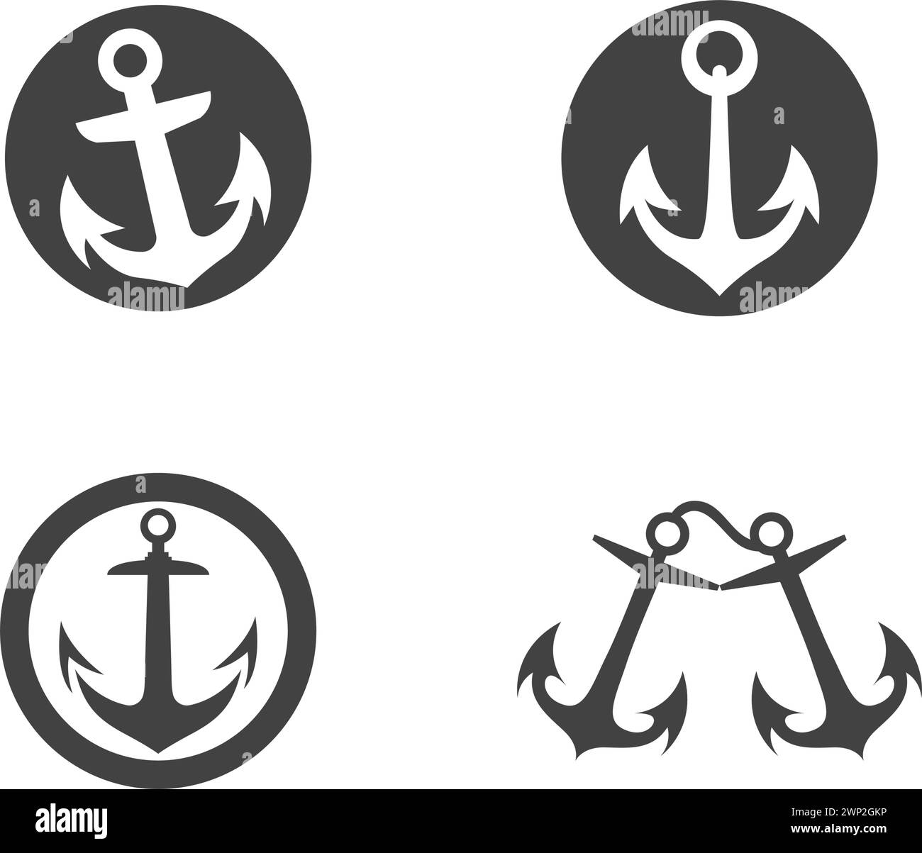 Icona di ancoraggio modello Logo illustrazione vettoriale Illustrazione Vettoriale