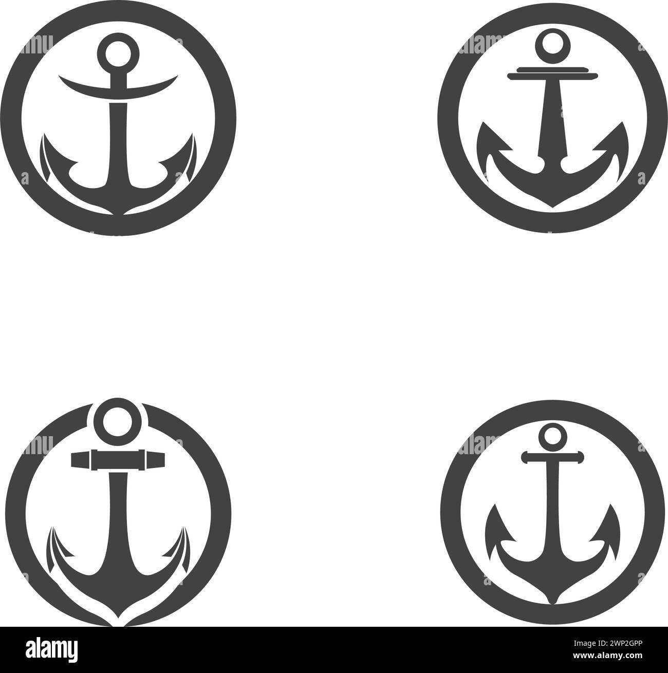 Icona di ancoraggio modello Logo illustrazione vettoriale Illustrazione Vettoriale