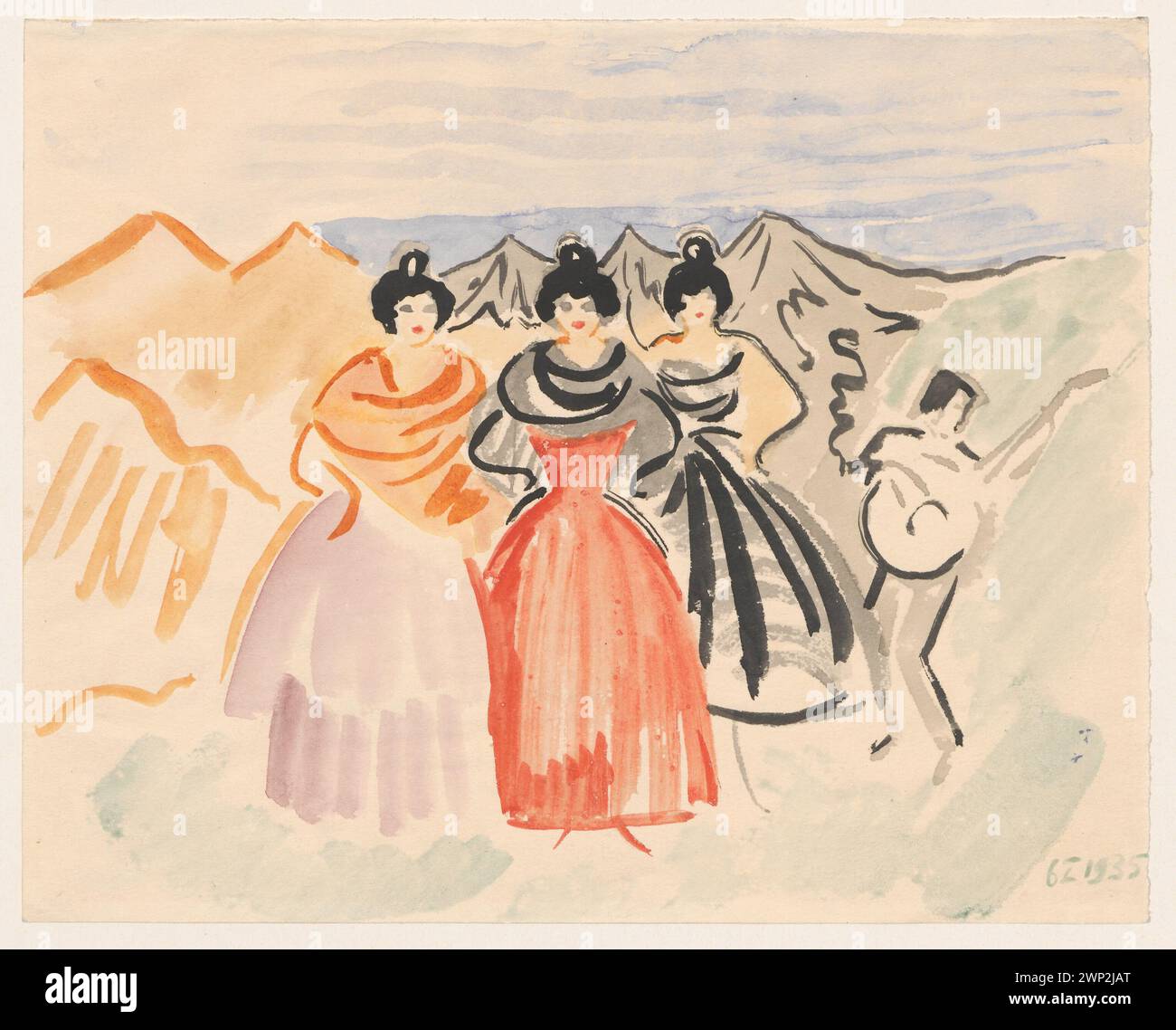 Il dipinto spagnolo di Leon Chwistek del 1935 raffigura forme astratte ed elementi stilistici rappresentativi del modernismo polacco dell'inizio del XX secolo. Foto Stock