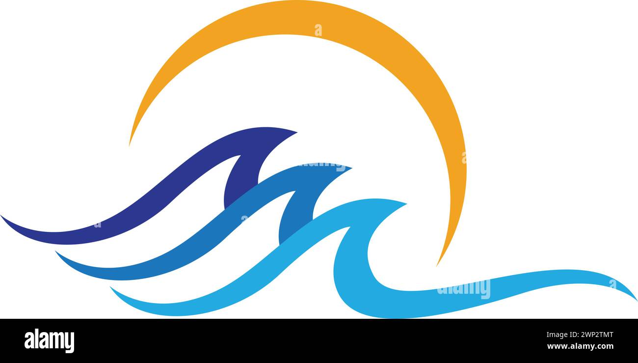 Onda di acqua simbolo e logo icona vettore modello Illustrazione Vettoriale
