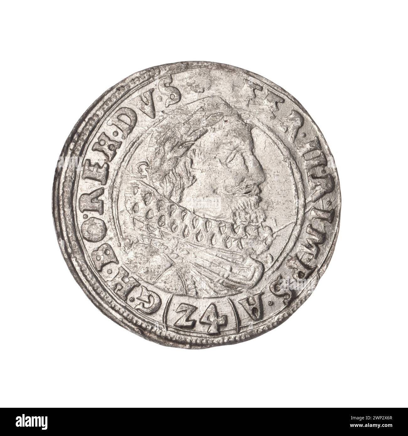 24 Krajcary; Ferdynand II Asburgo (imperatore romano-tedesco; 1617-1637); 1622 (1622-00-00-1622-00-00); Ferdinando II (imperatore romano-tedesco - 1617-1637), Ferdinando II (imperatore romano-tedesco - 1617-1637) - iconografia, asburgica (famiglia), lettere, lettere D - a, monete cittadine, aquila Slesia (iconogr.), Aquile, Aquile, busto, busto da uomo, busto maschile nella Kerza, busto da uomo nella corona d'alloro, busto del sovrano, ritratto maschile a destra, ritratti, ritratti di governanti Foto Stock