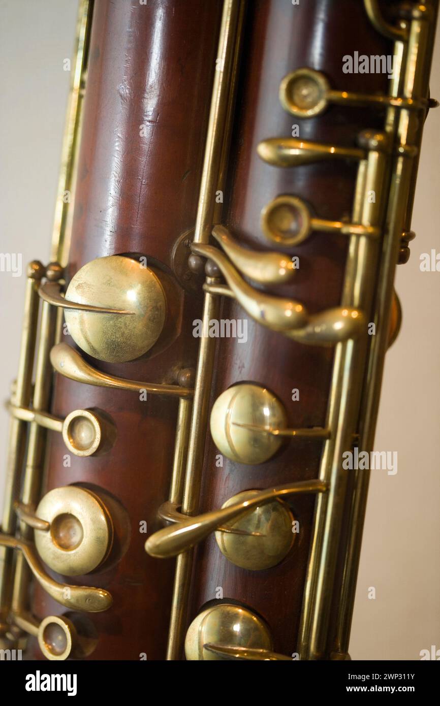 Dettaglio di un clarinetto basso Foto Stock