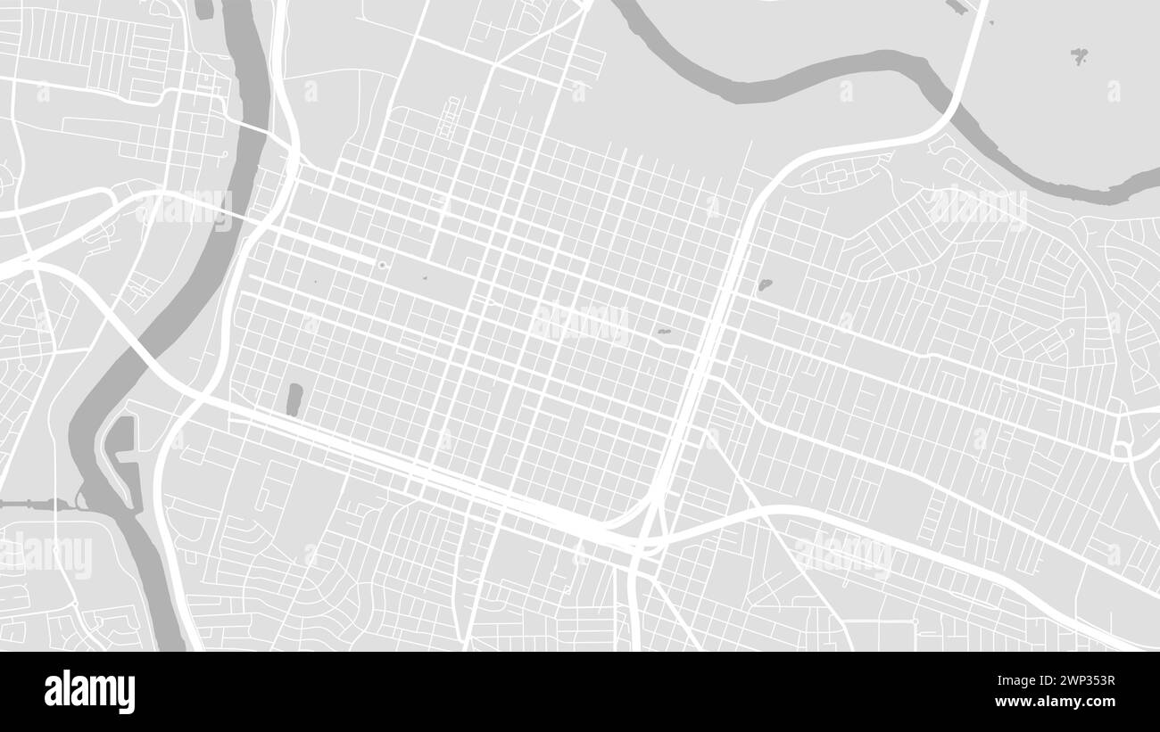 Mappa di Sacramento, California, Stati Uniti. Mappa vettoriale dettagliata della città, area metropolitana. Mappa stradale con strade e acqua. Illustrazione Vettoriale
