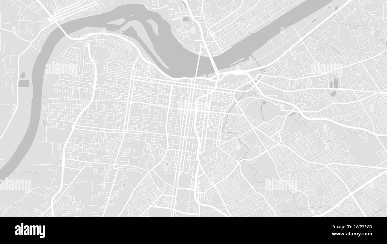 Mappa di Louisville, Kentucky, Stati Uniti. Mappa vettoriale dettagliata della città, area metropolitana. Mappa stradale con strade e acqua. Illustrazione Vettoriale