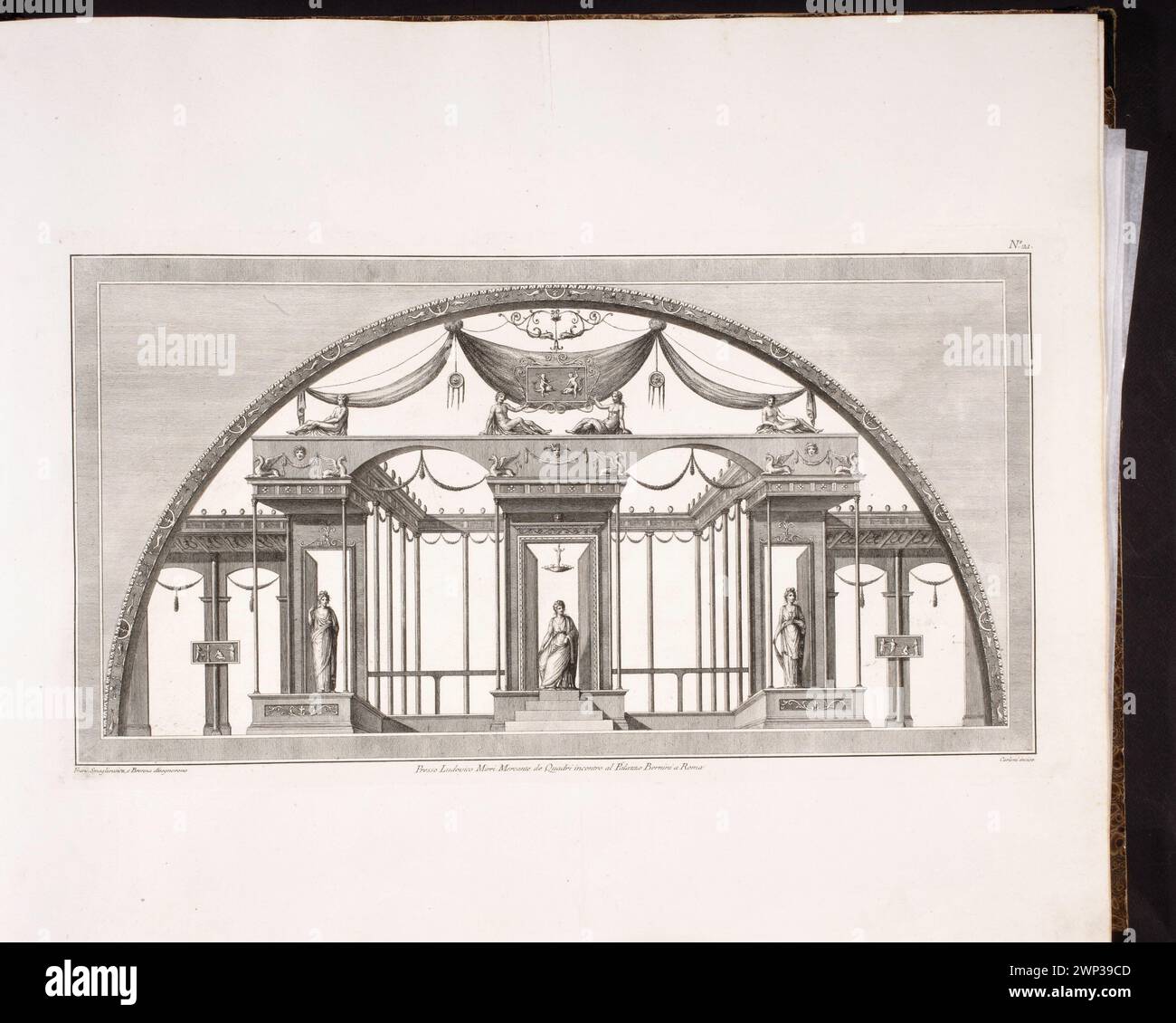 Vestigia delle Terme di Tito. Decorazione Sordino nella stanza 12; Carlone, Marco (1742-1796), Smuglewicz, Franciszek (1745-1807), Brenna, Vincenzo (1741-1820), Manna, Pietro (17 ..- 18 ..); dopo il 1776 (2a edizione di bianco e nero) (1776-00-00-1801-00-00); Roma, SAS-Zubrzycki Jan, collezione, Vestigia delle Terme di Tito, 1776, illustrazione, archeologia, antichità, acquisto (provenienza) Foto Stock