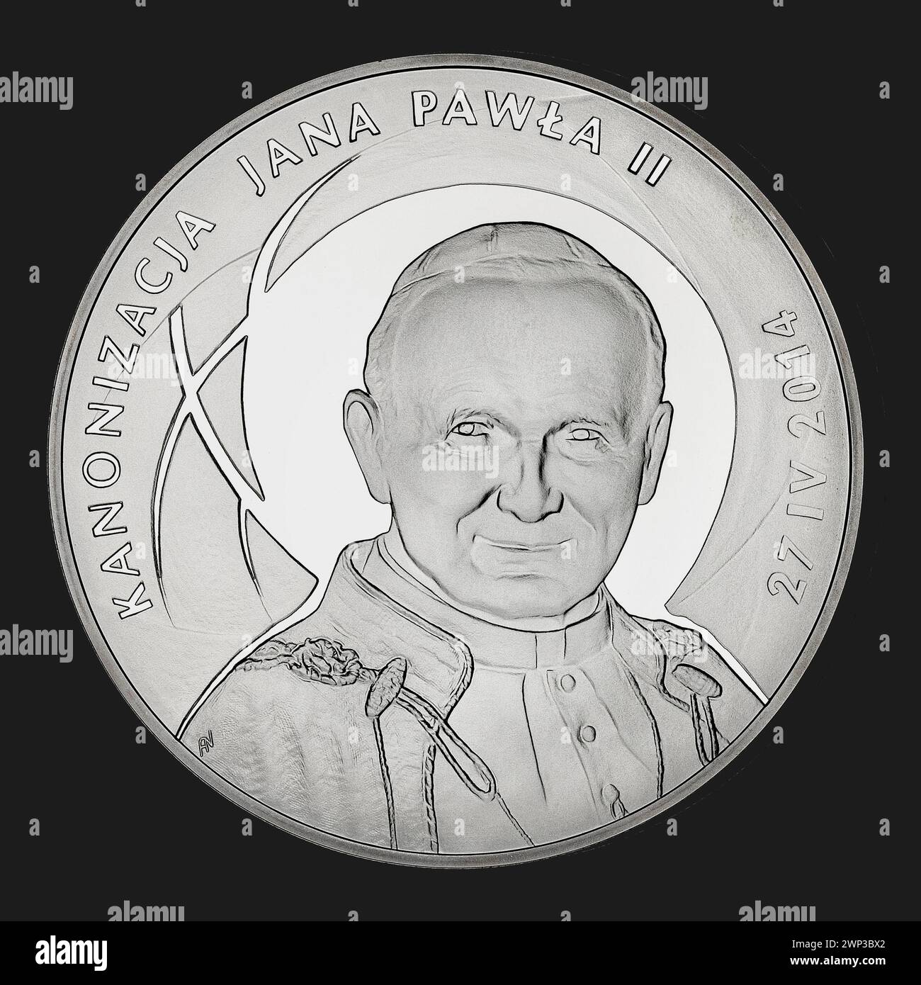 500 zlotys; Nowakowski, Andrzej (FL. CA 2001); 2014 (2013-00-00-2013-00-00); Giovanni Paolo II (Papa - 1920-2005), canonizzazione, monete da collezione, messaggio (provenienza) Foto Stock