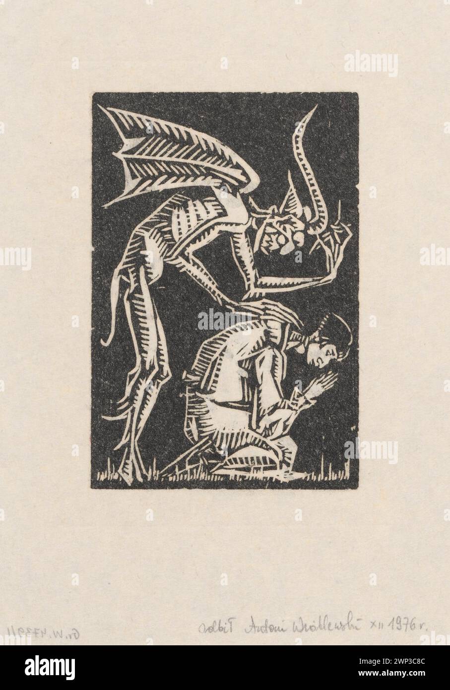 Dipinto di Wiktoria Gory, intorno al 1924, raffigurante una figura chiamata Devbe con un monaco, che illustra la pittura modernista polacca dell'inizio del XX secolo, interazione sociale e religiosa, parte di una collezione di provenienza. Foto Stock Dipinto di Wiktoria Gory, intorno al 1924, raffigurante una figura chiamata Devbe con un monaco, che illustra la pittura modernista polacca dell'inizio del XX secolo, interazione sociale e religiosa, parte di una collezione di provenienza. Foto Stock