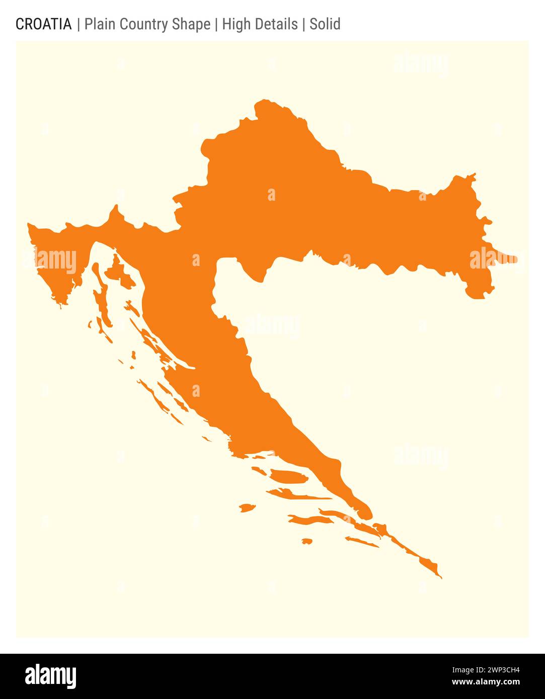 Mappa della pianura della Croazia. Dettagli di alto livello. Stile solido. Forma della Croazia. Illustrazione vettoriale. Illustrazione Vettoriale