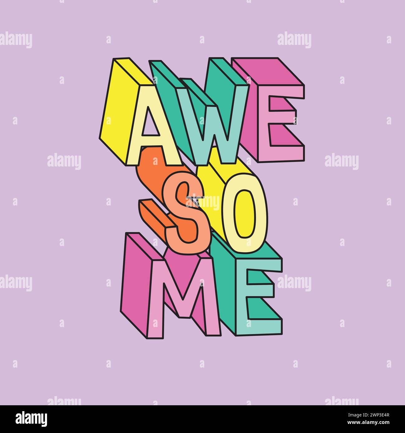 Eccezionale tipografia colorato design grafico per bambini per la stampa di t-shirt caratteri alfabetici 3d vettoriali Illustrazione Vettoriale