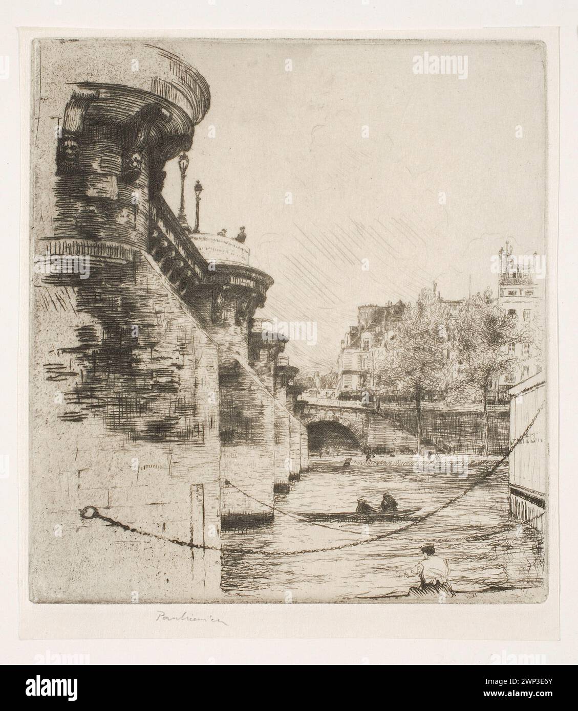 Pont-nuf a Parigi, stato II; Pankiewicz, Józef (1866-1940); 1904 (1904-00-00-1904-00-00); Francia (stato), giovane Polonia (stile), Parigi (Francia), Senna (Francia - fiume), francese (cultura), grafica polacca, ponti (archite.), stampe di stato, paesaggi urbani, Polonia (cultura) Foto Stock